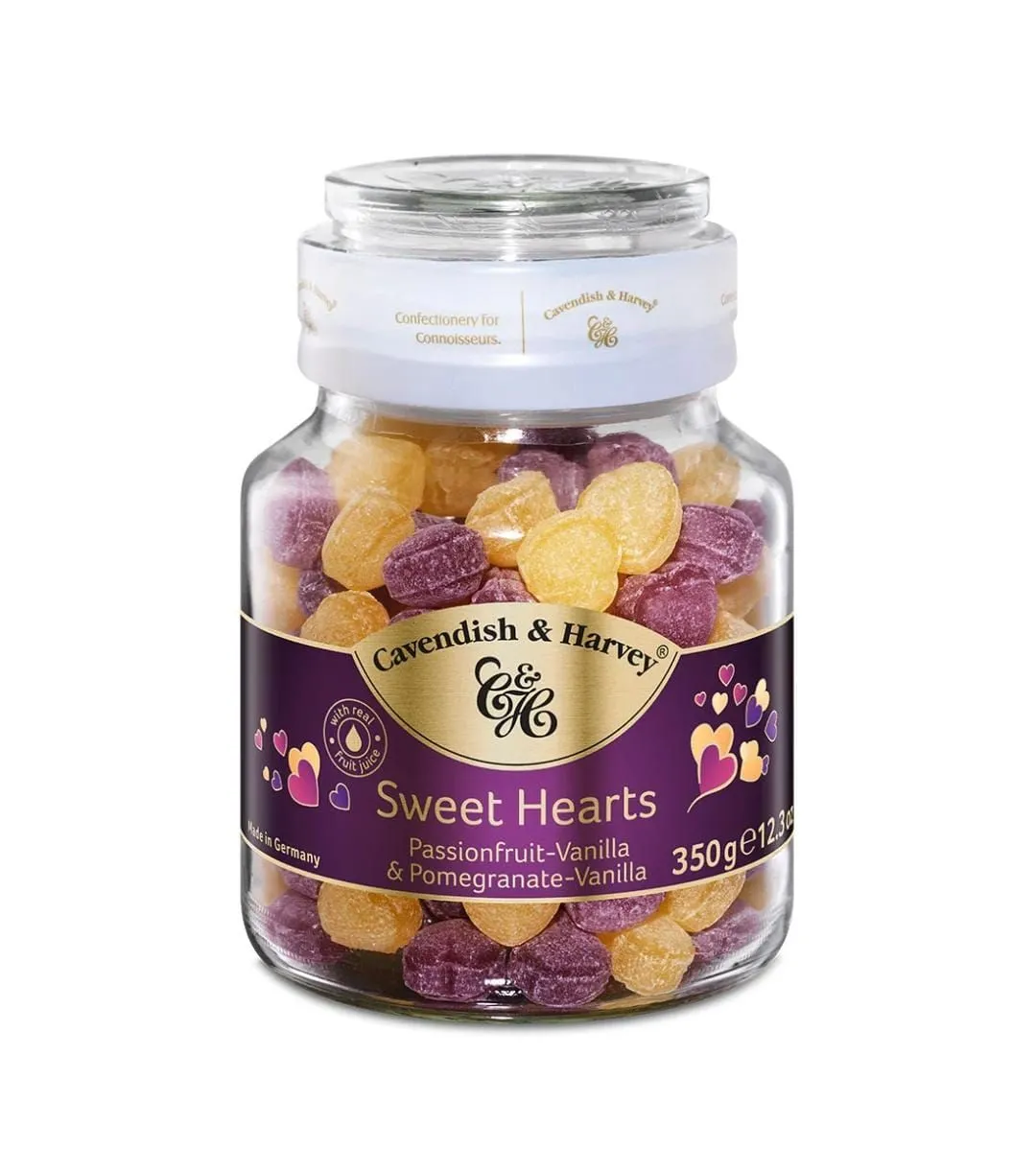 Cavendish & Harvey Sweet Hearts Passionfruit & Pomegranate Vanilla Jar-350g
