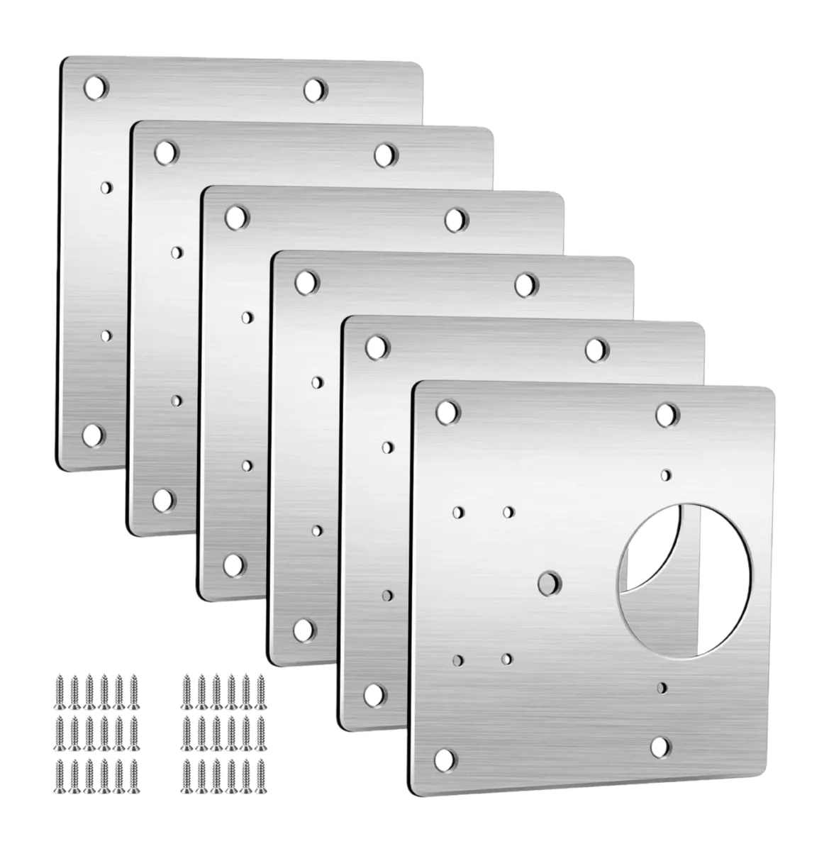 6 Pieces Hinge Repair Plate with Mounting Screws,Stainless Steel