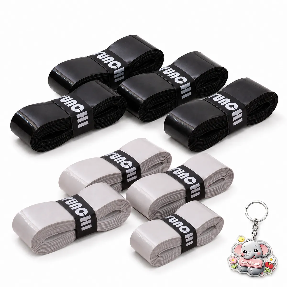 Badminton Overgrip Tape for Tennis & Cricket - Black/Grey 8 Pack