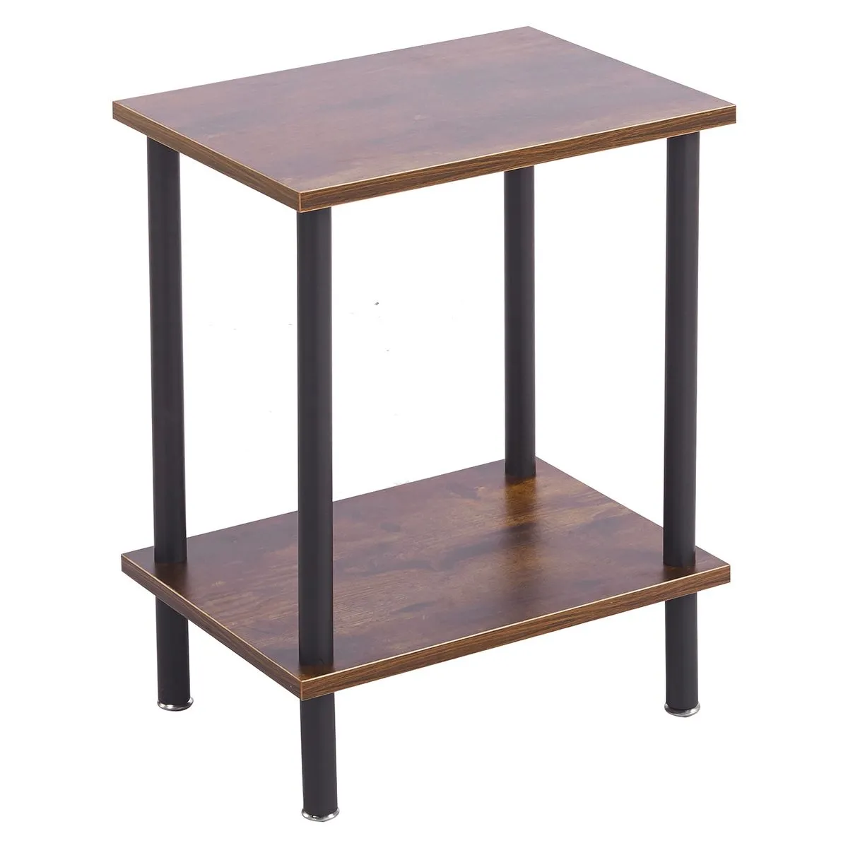 Side Table End Table Nightstand Sofa Table with 2-Tier Storage Shelf