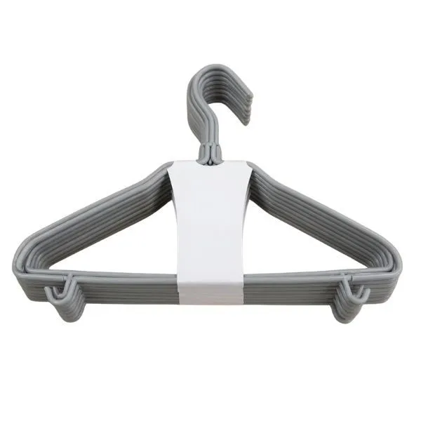 Grey Plastic Clothes Hangers - Pack of 10 (Indoor)