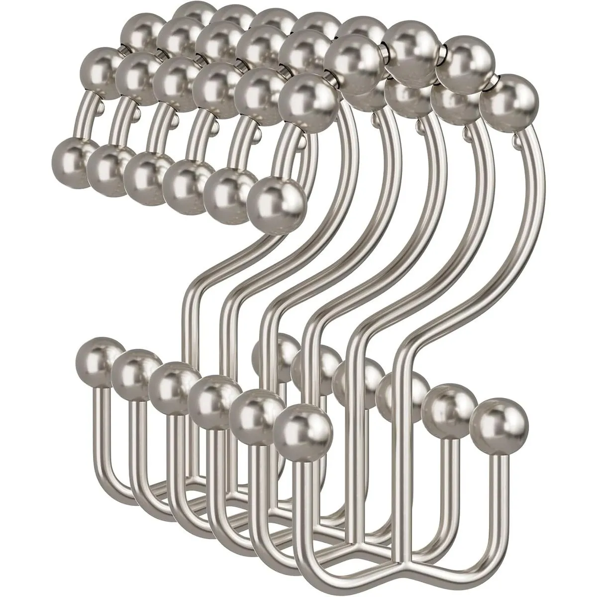 Shower Curtain Hooks Rings for Bathroom Shower Rods Curtains,Nickel-6Pcs