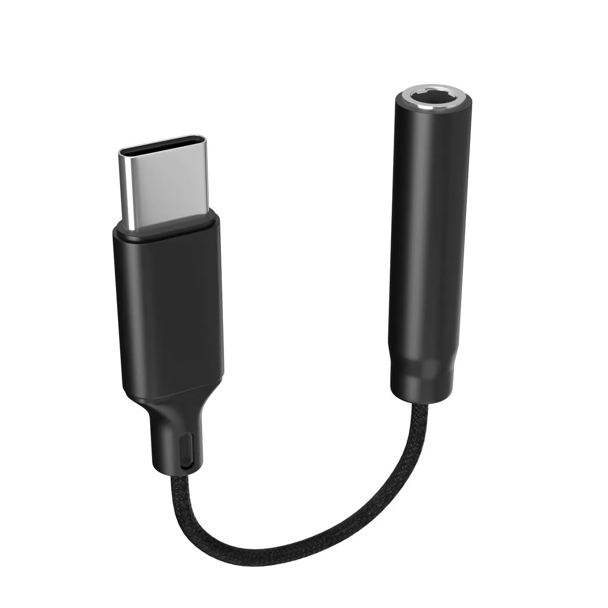 Type C Adapter to 3.5mm Audio 24bit/96kHz HiFi DAC Cable with phones - Black