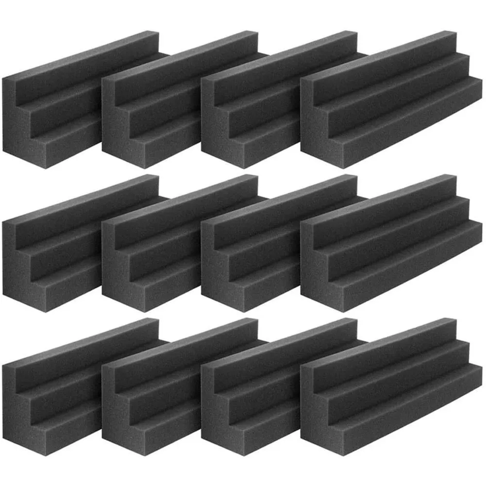12Pcs Acoustic Panels Bass Trap Corner Studio Foam Sound Insulation Pad Wal