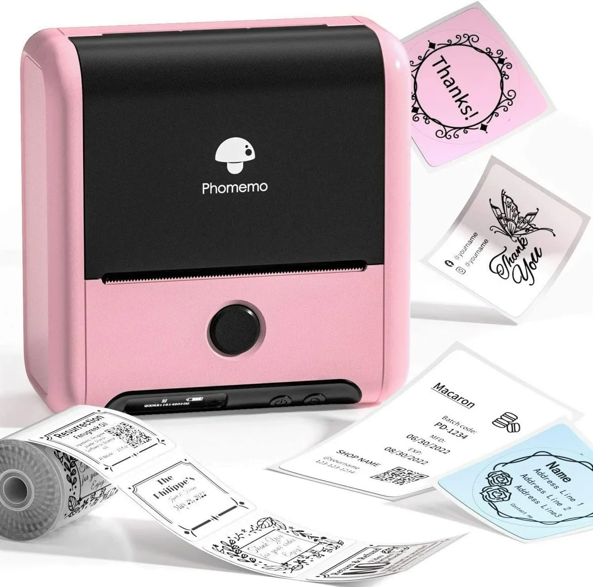 Phomemo M200 Thermal Label Maker, 3 Inch Bluetooth Label Printer - Pink