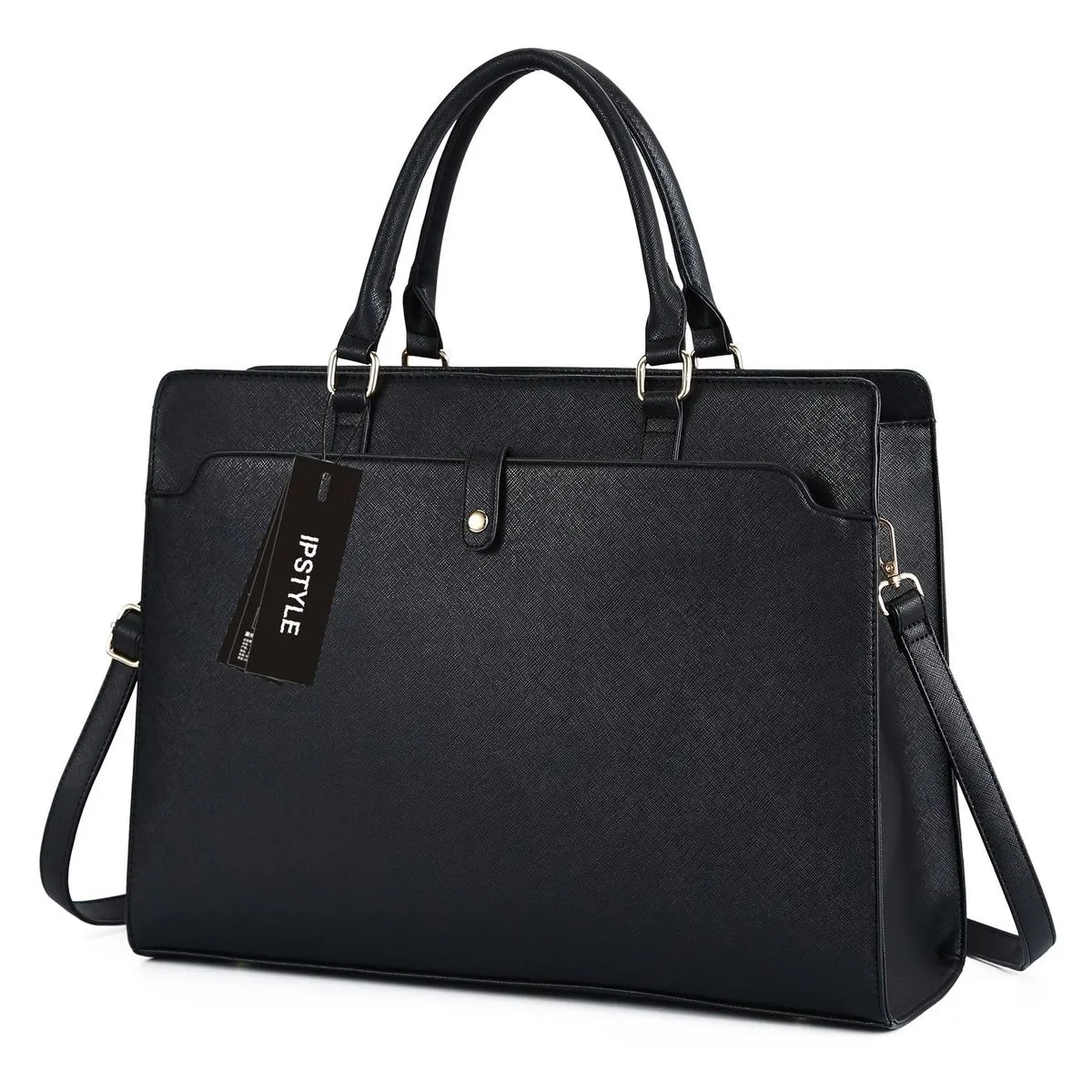 IPSTYLE Large Capacity Business Handbag Shoulder Crossbody Bag for Laptop - Black
