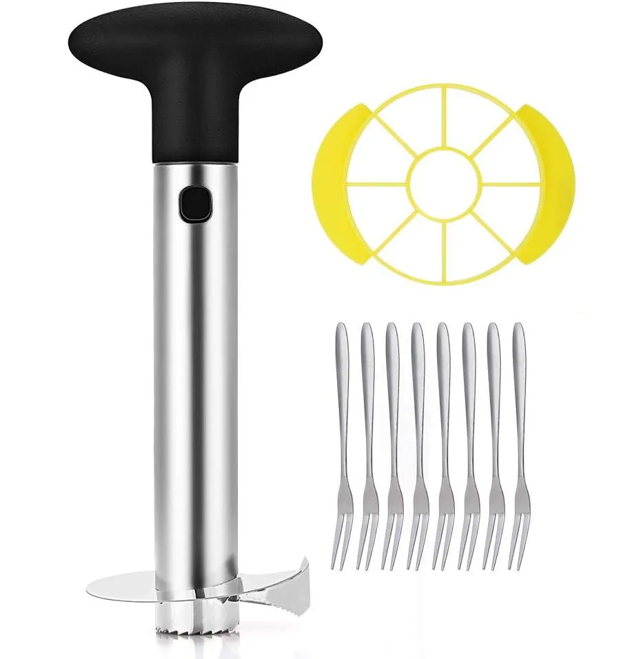 Pineapple Cutter Slicer and Corer+ 8 Fruit Forks +Slices Cutter SEFONE