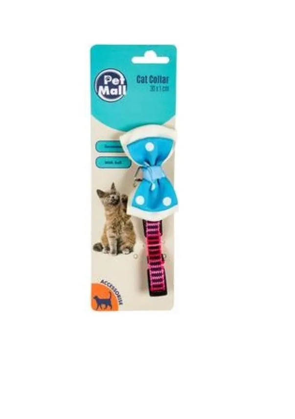 Pet Mall - Cat Collar with a Bow - 30cm - 2 Pack - Blue, Pink