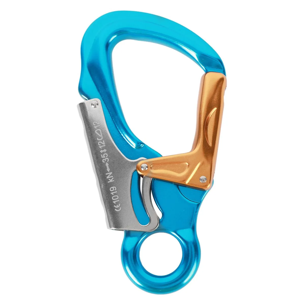 35kN Sky Blue/Gold D-Shape Climbing Carabiners