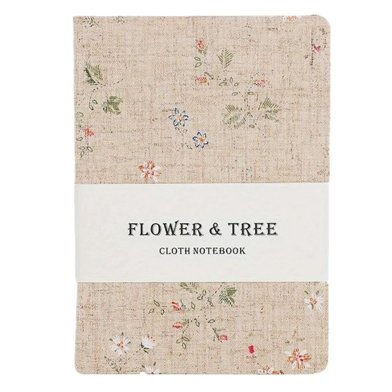Flowers and Trees Fabric-Covered Notebook/Journal with Printed Design