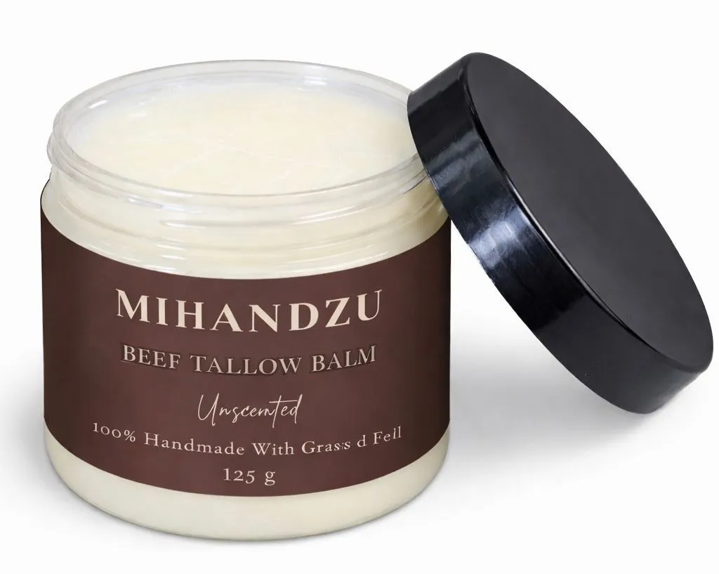 Beef Tallow Balm - Unscented face & body moismoisturiser Grass-Fed - 125 g