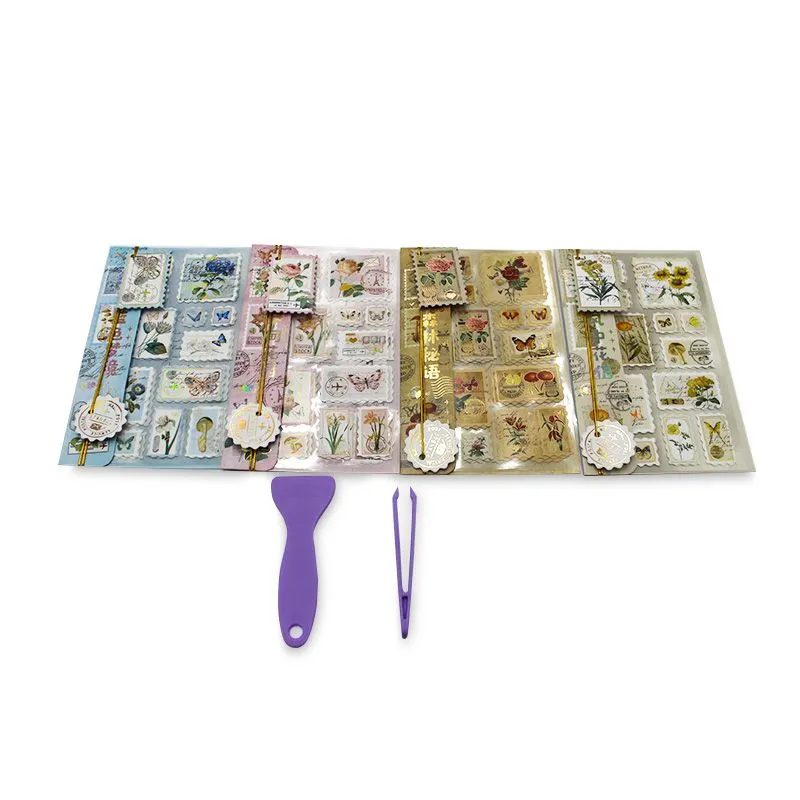 Postage Stamps Stickers Pack 16 Sheets About 240 Pcs Decorative -2328B