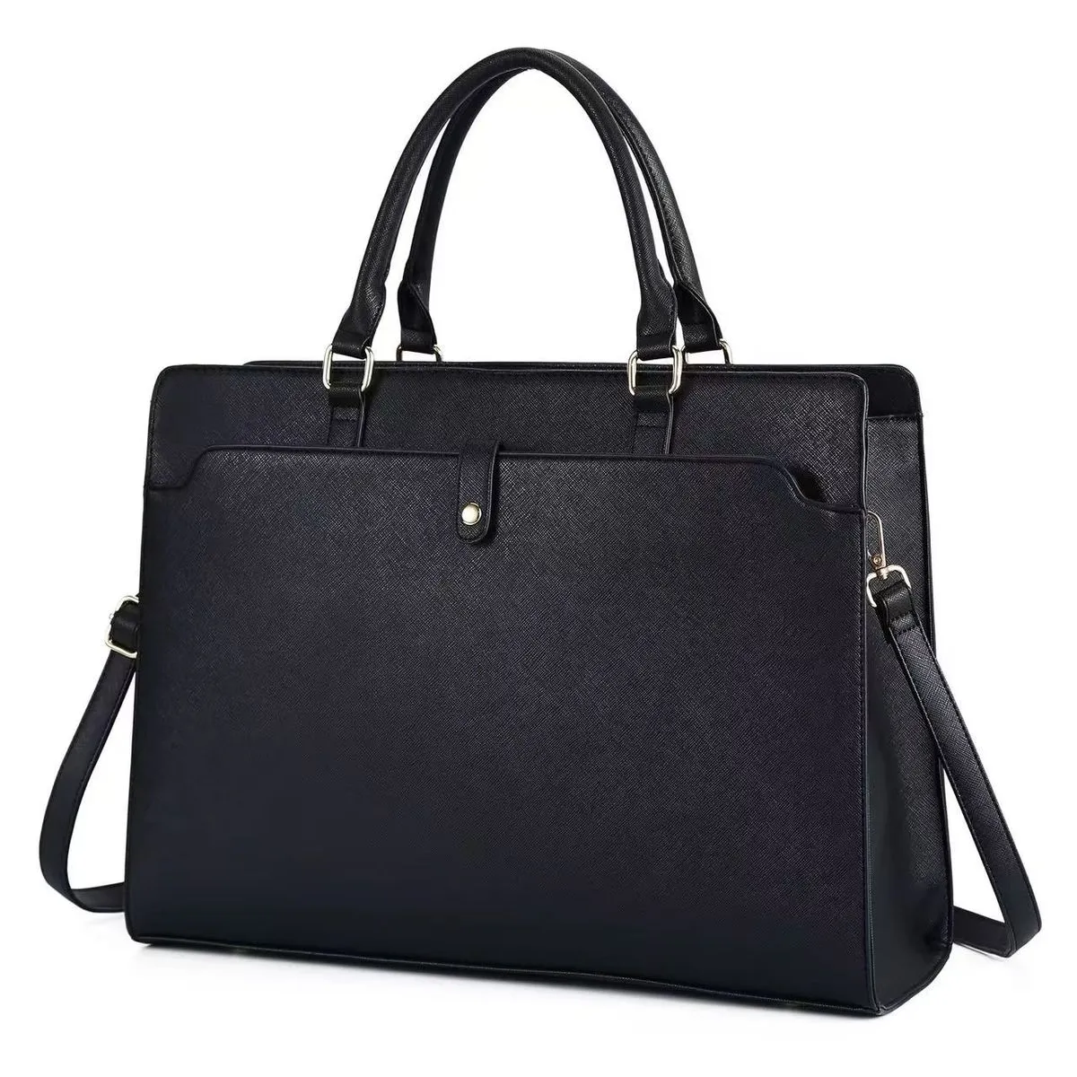 Leather Large Laptop Briefcase Bag 15.6Inch - Basic - Black