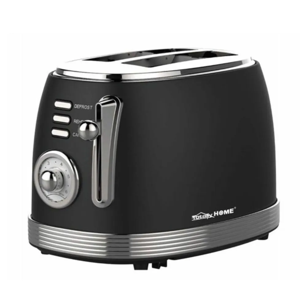 Totally Home Premium Quality 2 Slice Oval Electric Toaster - Black