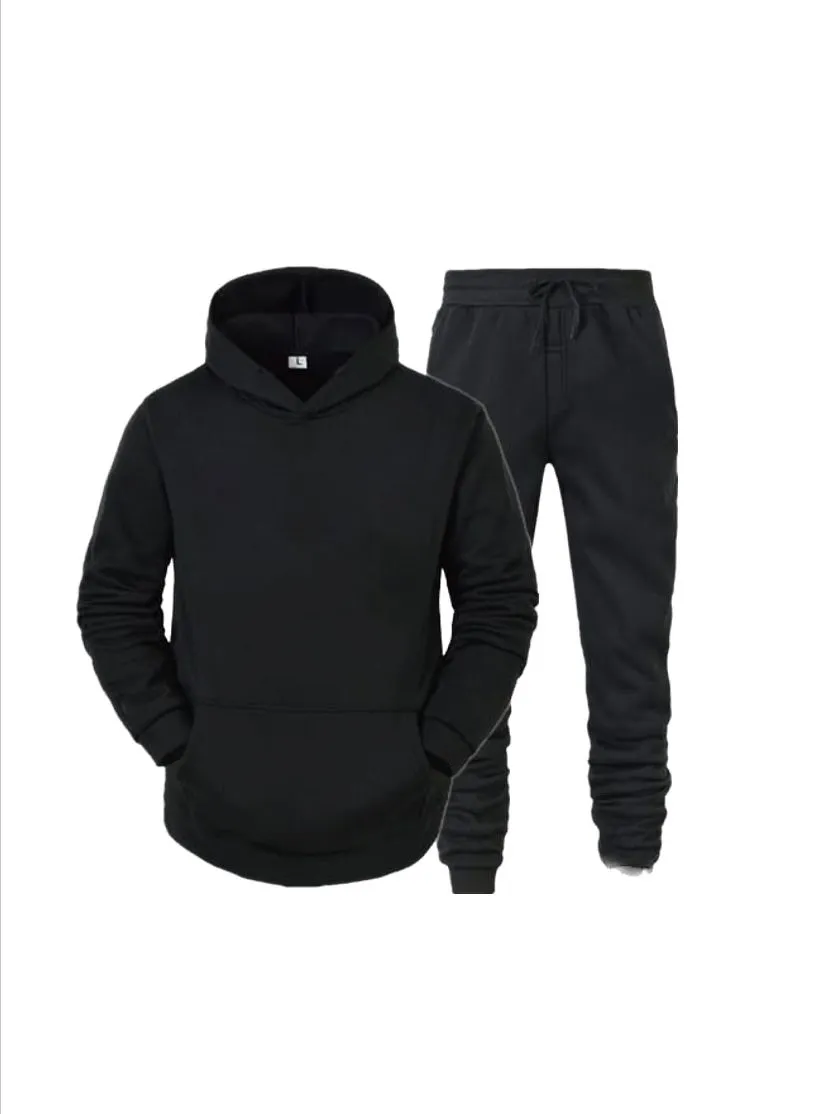 Unisex Black Polyester Regular Tracksuit Set