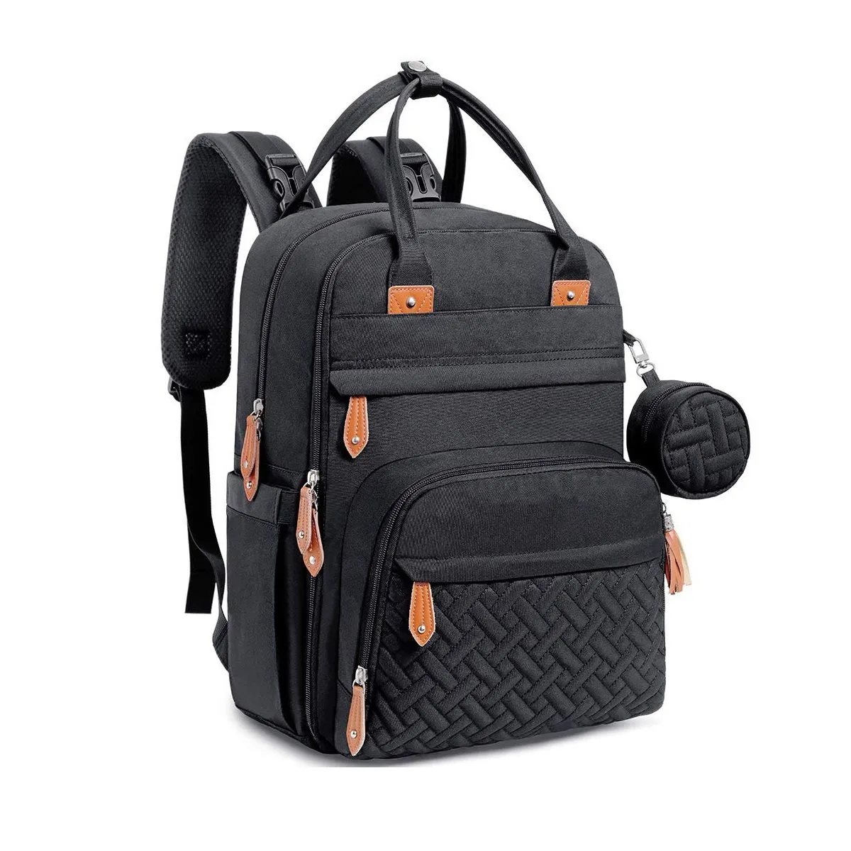 2 in 1 Waterproof Expandable Diaper Bag With Nappy Changing Unit - Black