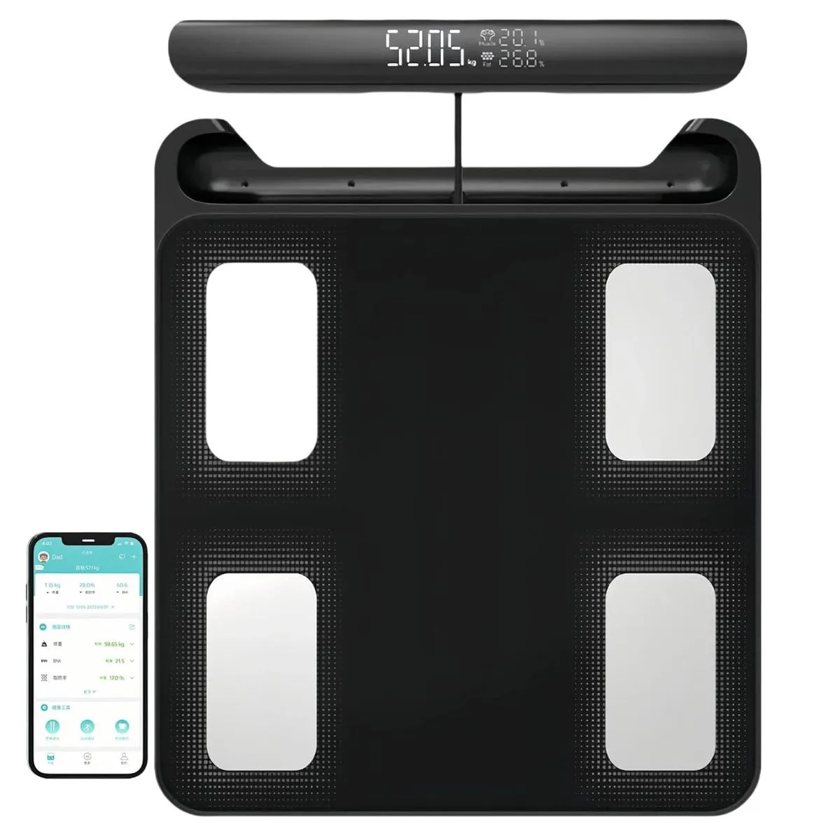 Body Fat Scale with Handles, 8-Electrode Smart Body Composition Scale