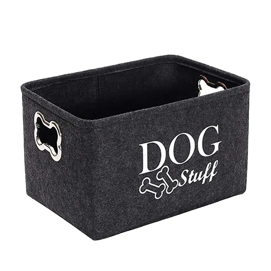 Felt Pet Toy Storage Basket With Handles Dog Toy Storage Box - 38cm