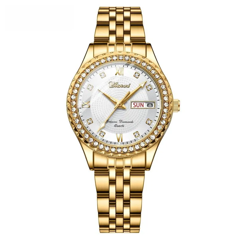 Chenxi Women Diamond Watch Luminous Hands Elegant Luxury Quartz Wristwatch
