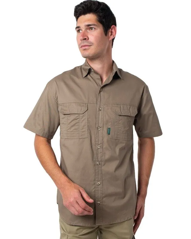 Wildway Poplin Bush Shirt - Khaki - Khaki - S Men