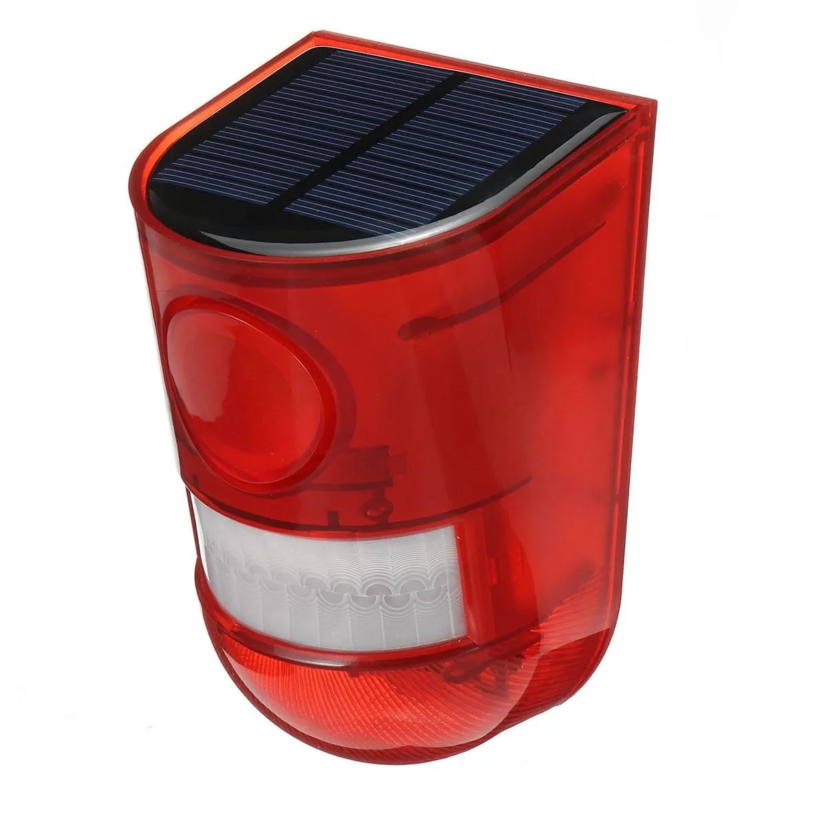 Solar Powered Infrared Motion Sensor Detector Siren Strobe Alarm System