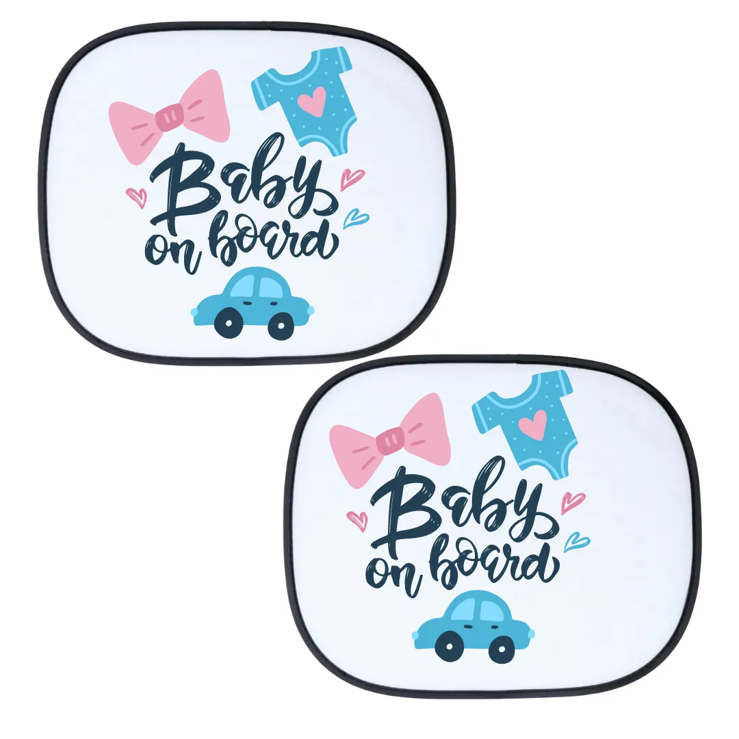 Car Sun Shades - Cartoon - Baby on Board Pink Blue