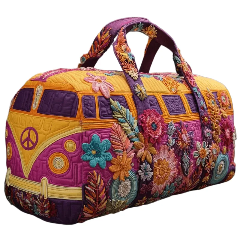3D Embroidered Bus Duffle Bag