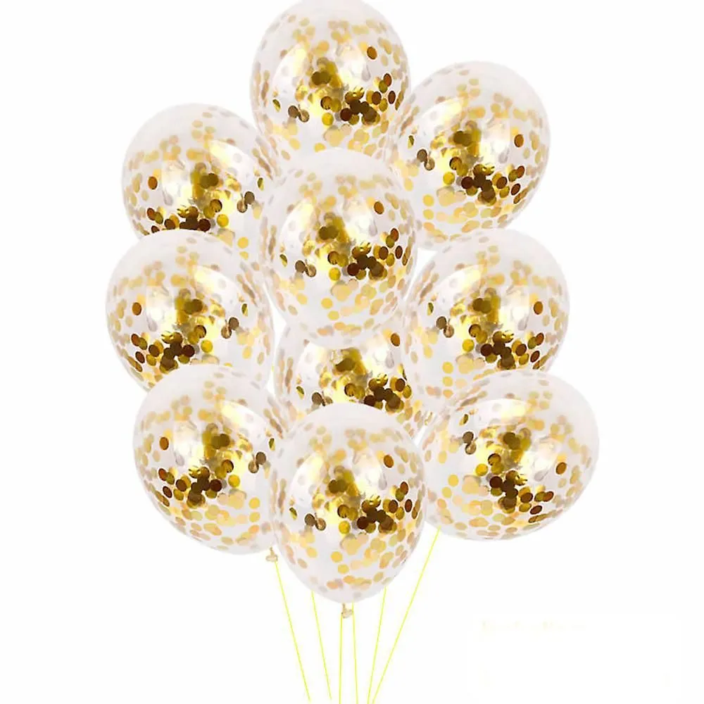 50 Piece - Metallic Gold and Confetti Helium Balloons (Round)