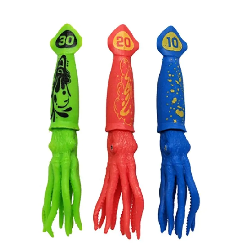 Squid Toys Pool Toys for Kids Throw Underwater Octopus Bath Toys - 3 Piece