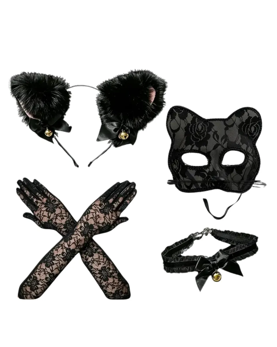 Catwoman Masquerade Party Set - 4 Piece Set