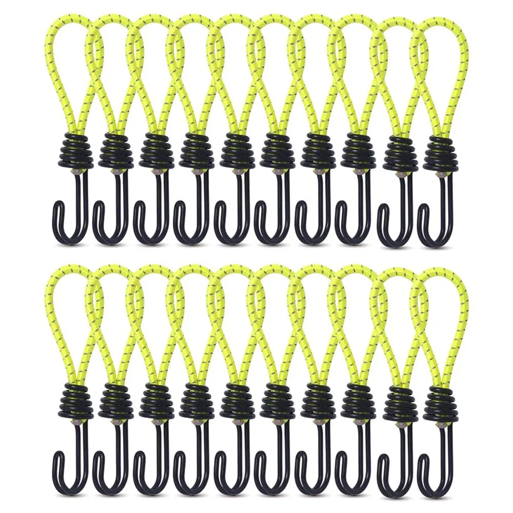 Tent Elastic Rope Cord Hook Outdoor Camping Canopy Tarp Yellow