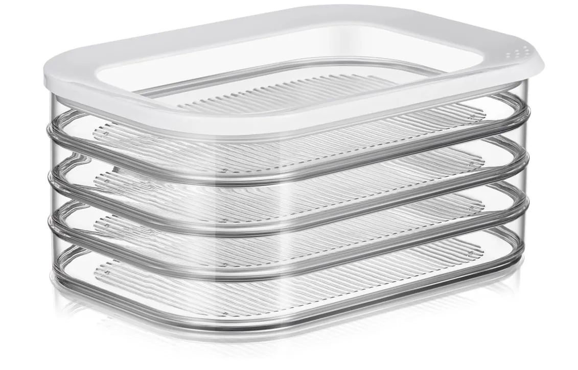 Deli Meat Container for Fridge, 4 Layer Stackable Lunch Meat Food Storage