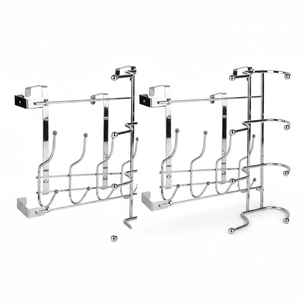 Chrome 8-Hook Over Door Hanger for Coats, Bags and Hats - 2 Pack