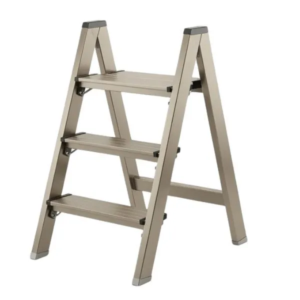 3 Step Foldable Ladder Champagne Heavy Duty Step Stool
