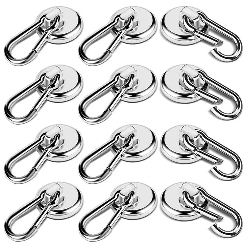 12 Pack Strong Magnetic Hooks, 60LBS Heavy Duty Magnet Hooks Strong Neodymi