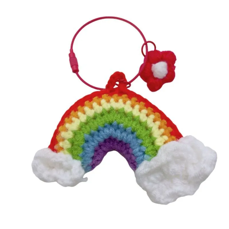 Crochet Red Rainbow Keychain Gift