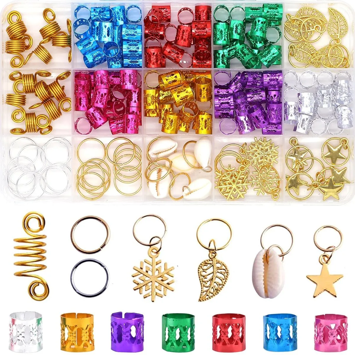 190pcs Colorful Hair Jewelry for Women Braids Dreadlock Locs(Multicolor)