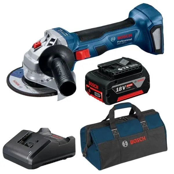Bosch - Angle Grinder GWS 180-LI - 700W with Toolbag, 4Ah Battery & Charger