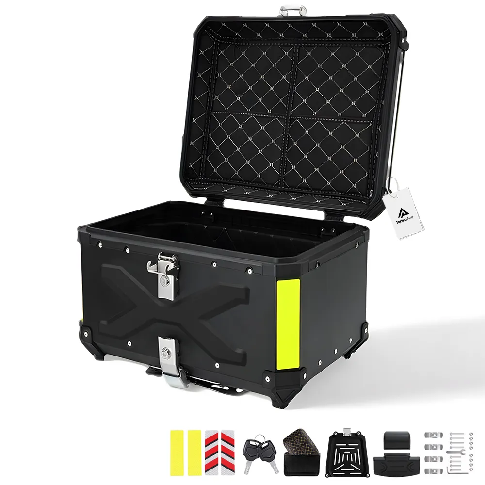 Topika Aluminum Motorcycle Top Box Tail Case, Trunk Box with Lock 45L/65L - 45L
