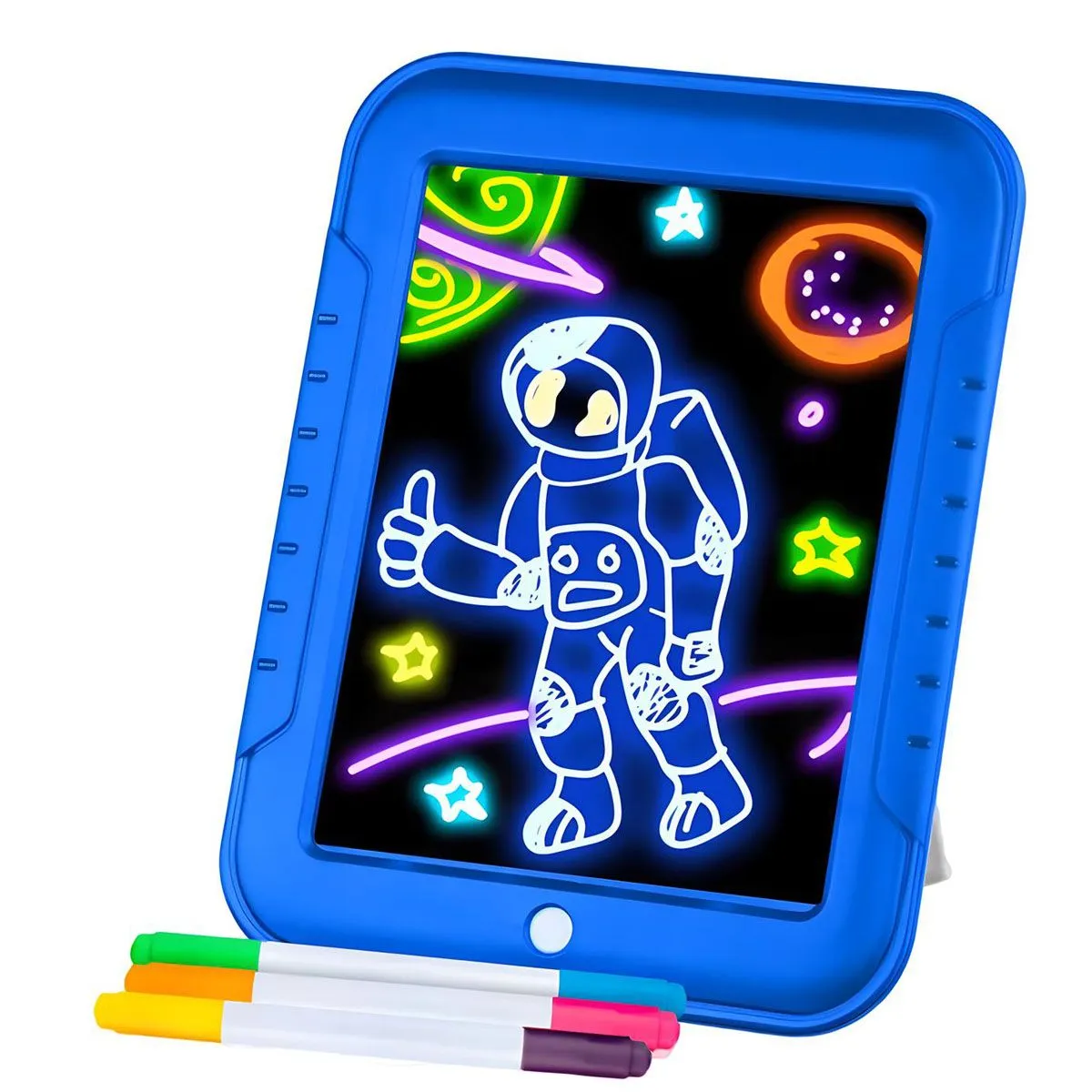 Kids Drawing Pad Glow Art Board Educational Screen Erasable Sketch Toy - Blue