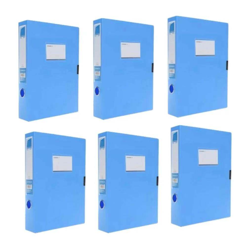 Office Stationery Blue A4 Archive Storage File Organizer Set of 6 - 31cm