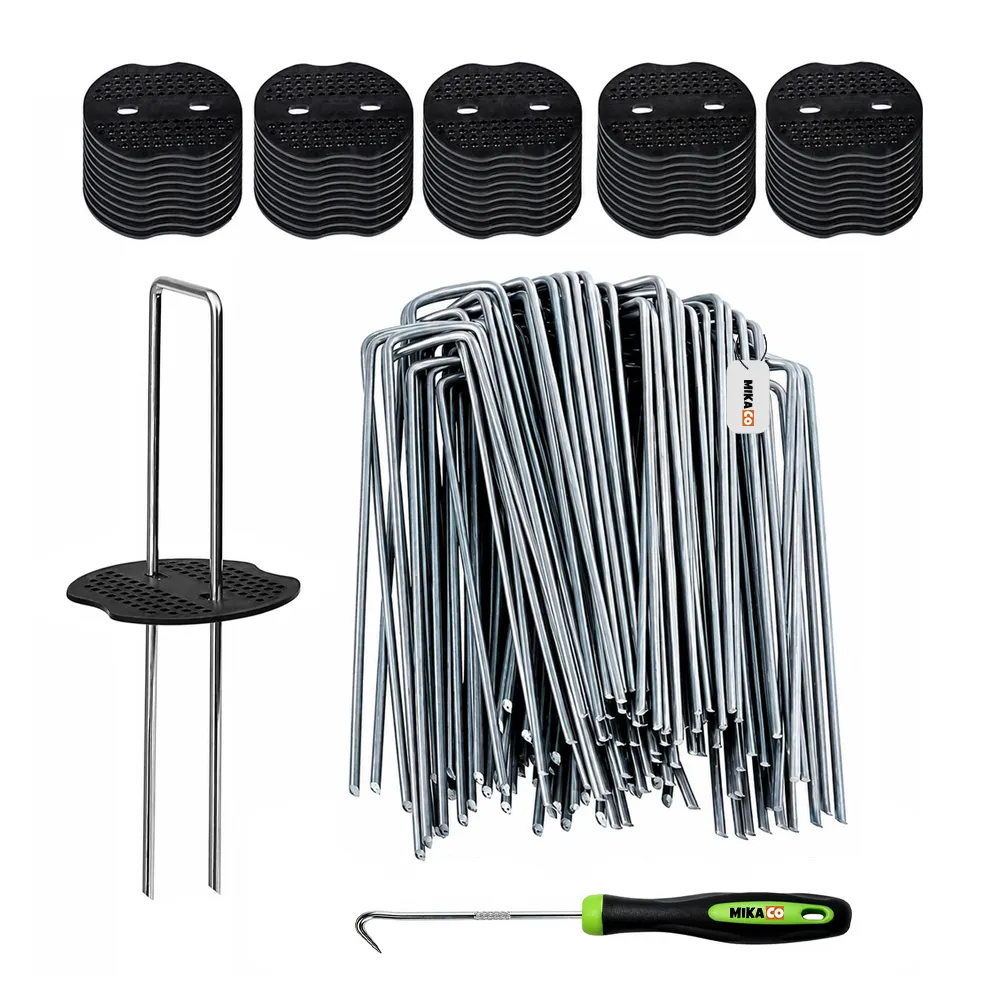 MIkaco 50-Piece Galvanized Garden Staples Kit w/Fixing Washers & Pull Hook