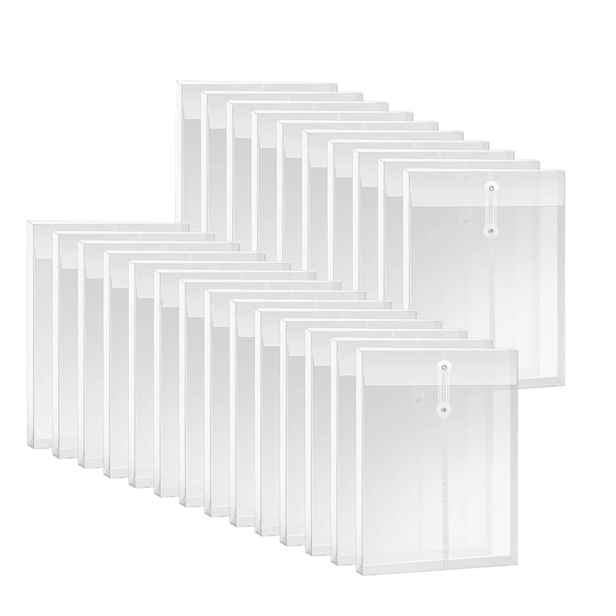 A4 Size Clear Plastic Envelopes with String Closure, for Office 24Pcs