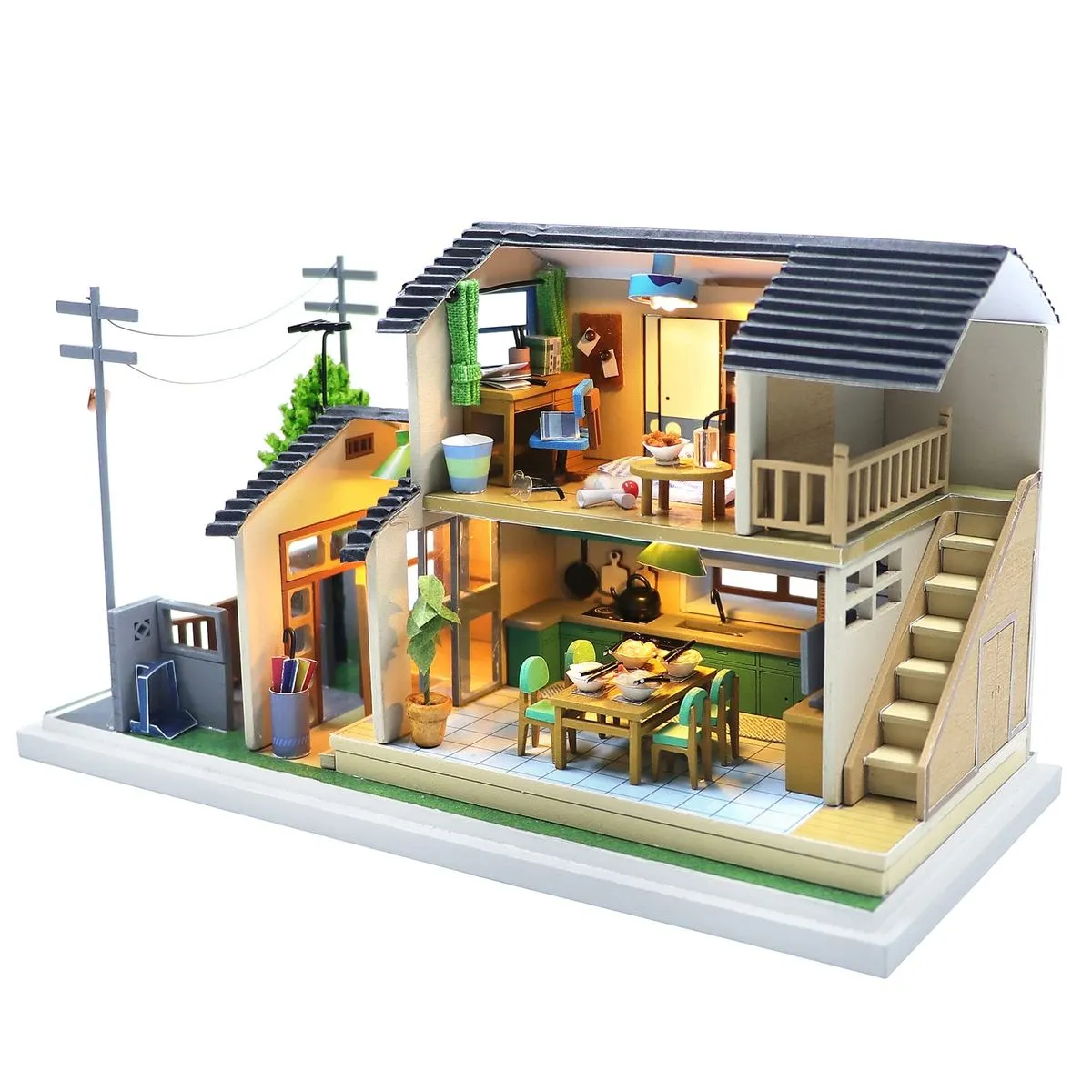 DIY Miniature Wooden Dollhouse Kit - Handcrafted Wooden Miniature Home
