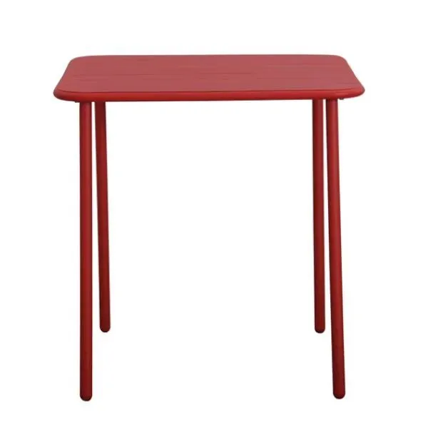 Steel Patio Table Cherry Red L70cmxW70cmxH72cm (Excluding Chairs)