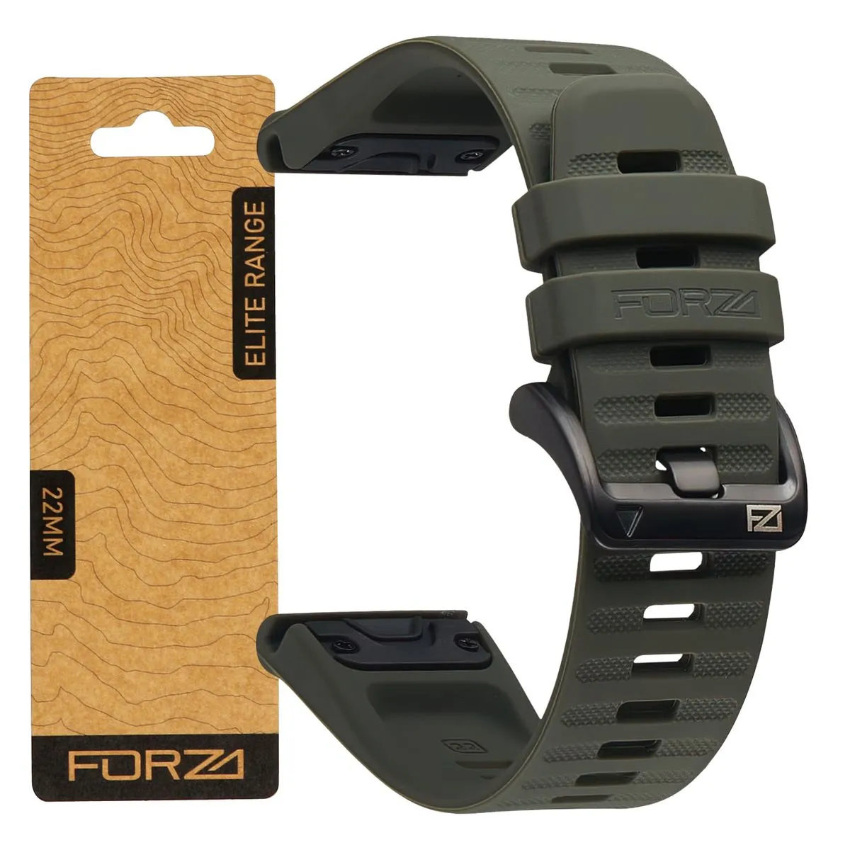 FORZA 22mm EasyFit Dura Strap Compatible with Garmin Fenix 8(47mm)/7/6/5 - Army Green
