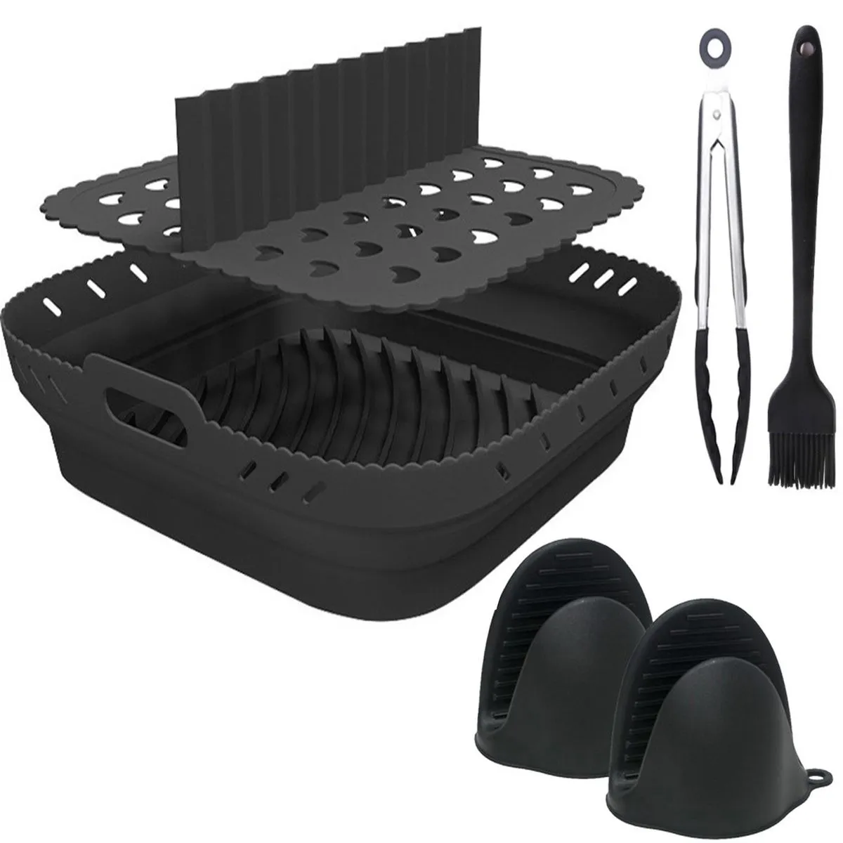 Air Fryer Accessories Silicone Baking Trays, Air Fryer Accessories Trays - Black