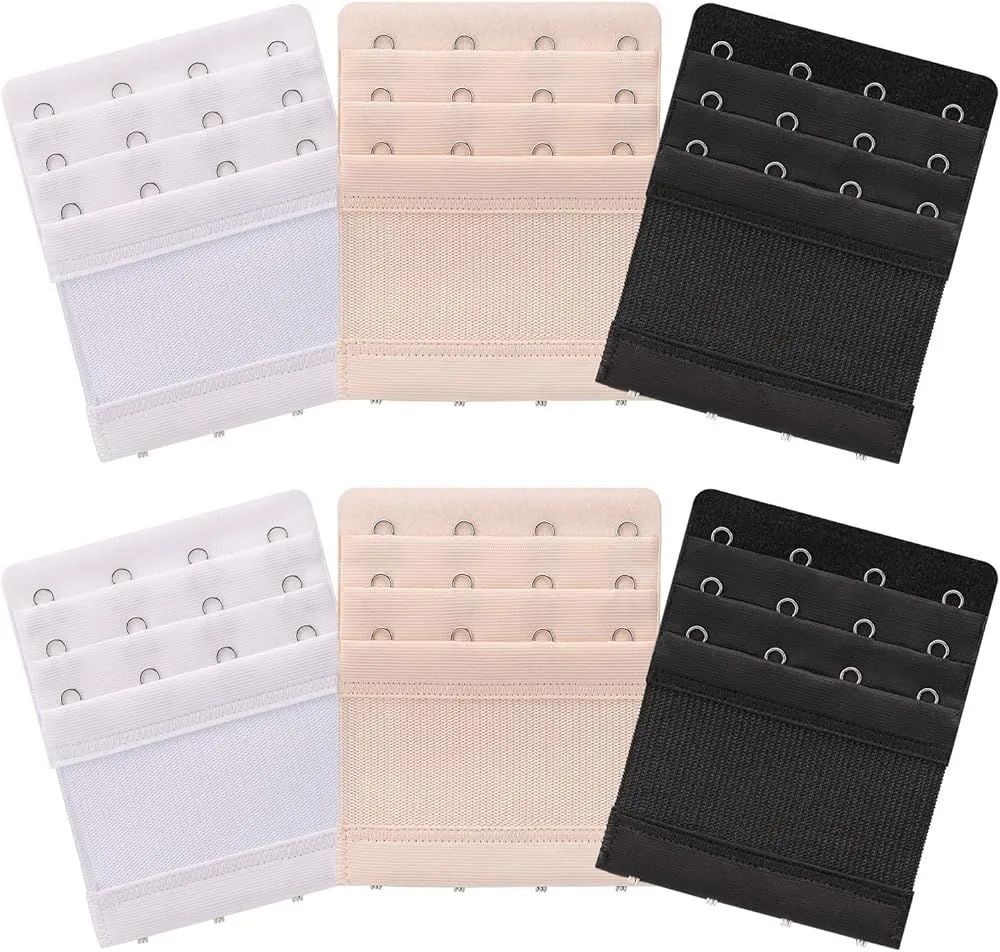 6 Pieces Women's Soft Comfortable Elastic Bra Extenders Bra Extension Strap