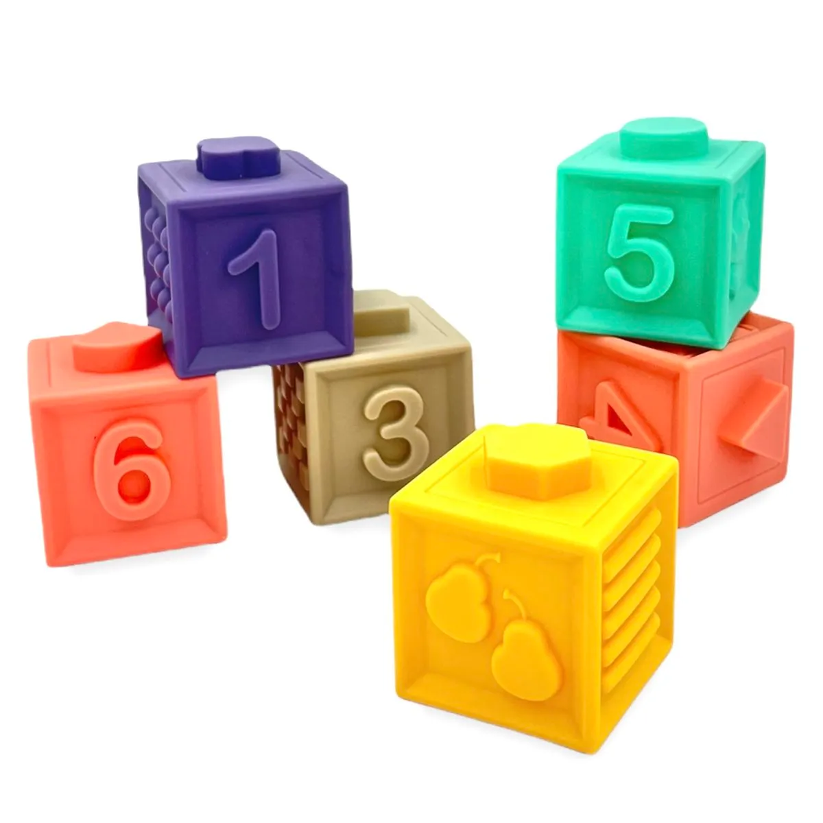 Soft Rubber Building Blocks Set - Baby Toys - Bath Friendly