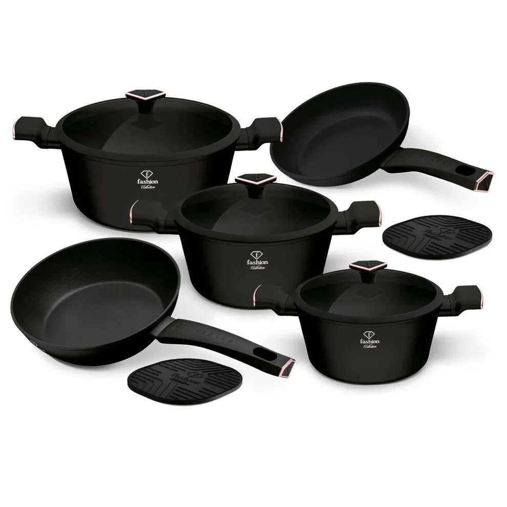 Fashion By Berlinger Haus 10 Piece TitanPro Non-Stick Cookware Set - Matte Black
